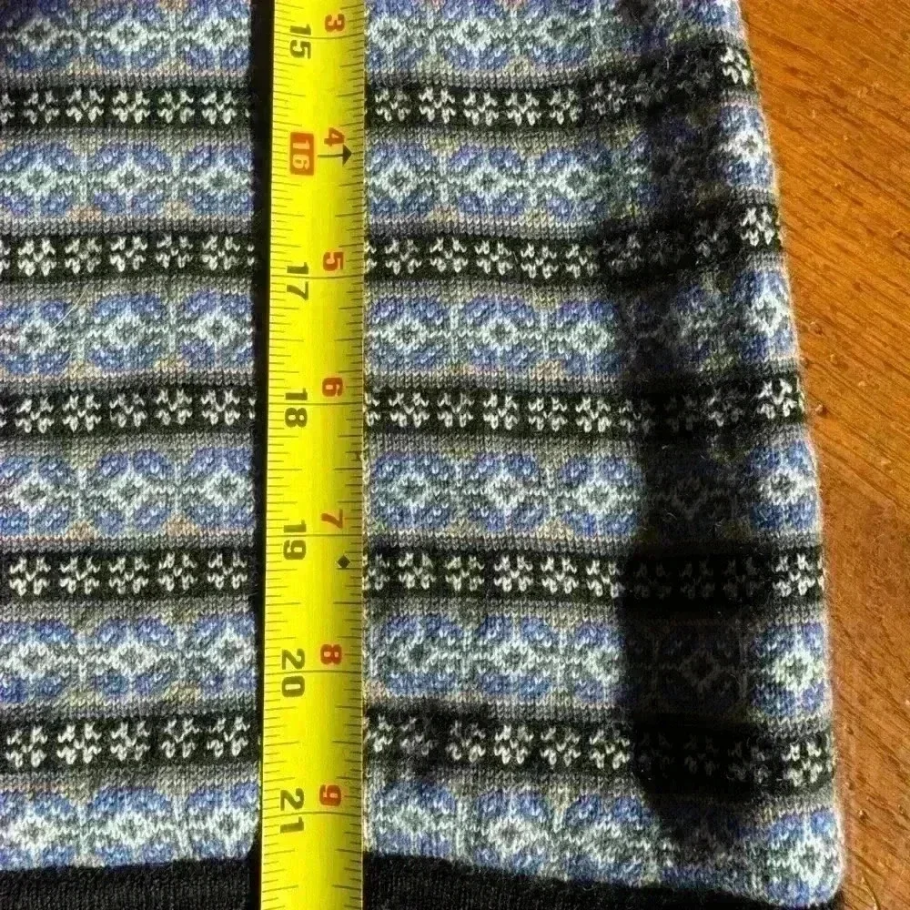 100% Merino Wool Button Up Sweater By Willi Smith Blue and Black Size Small